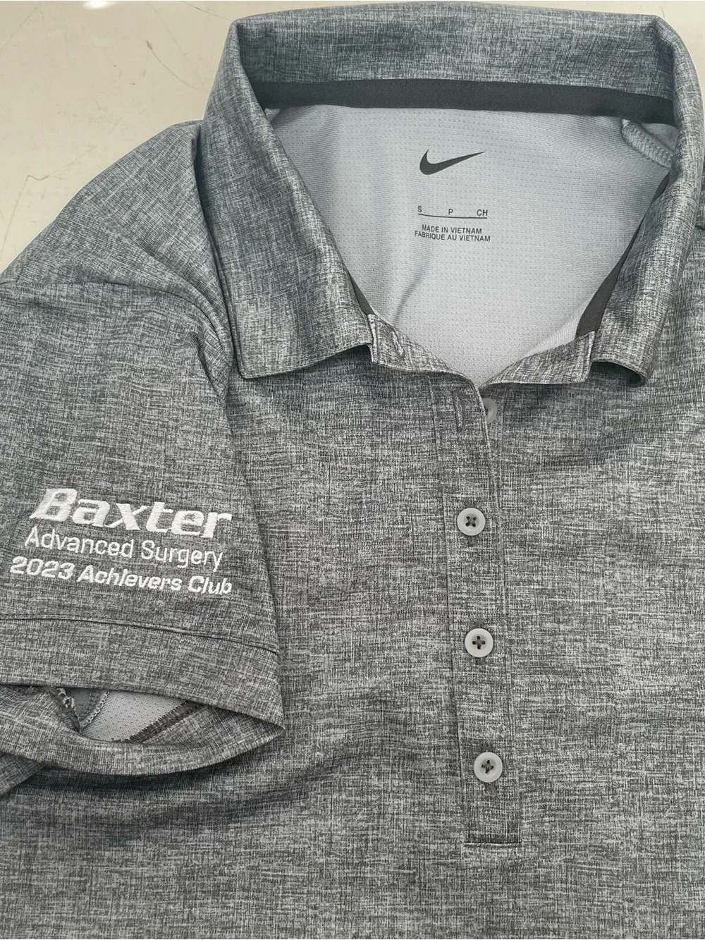 NEW Nike Golf Womens Dri-Fit Crosshatch Polo Shirt Gray Size S READ